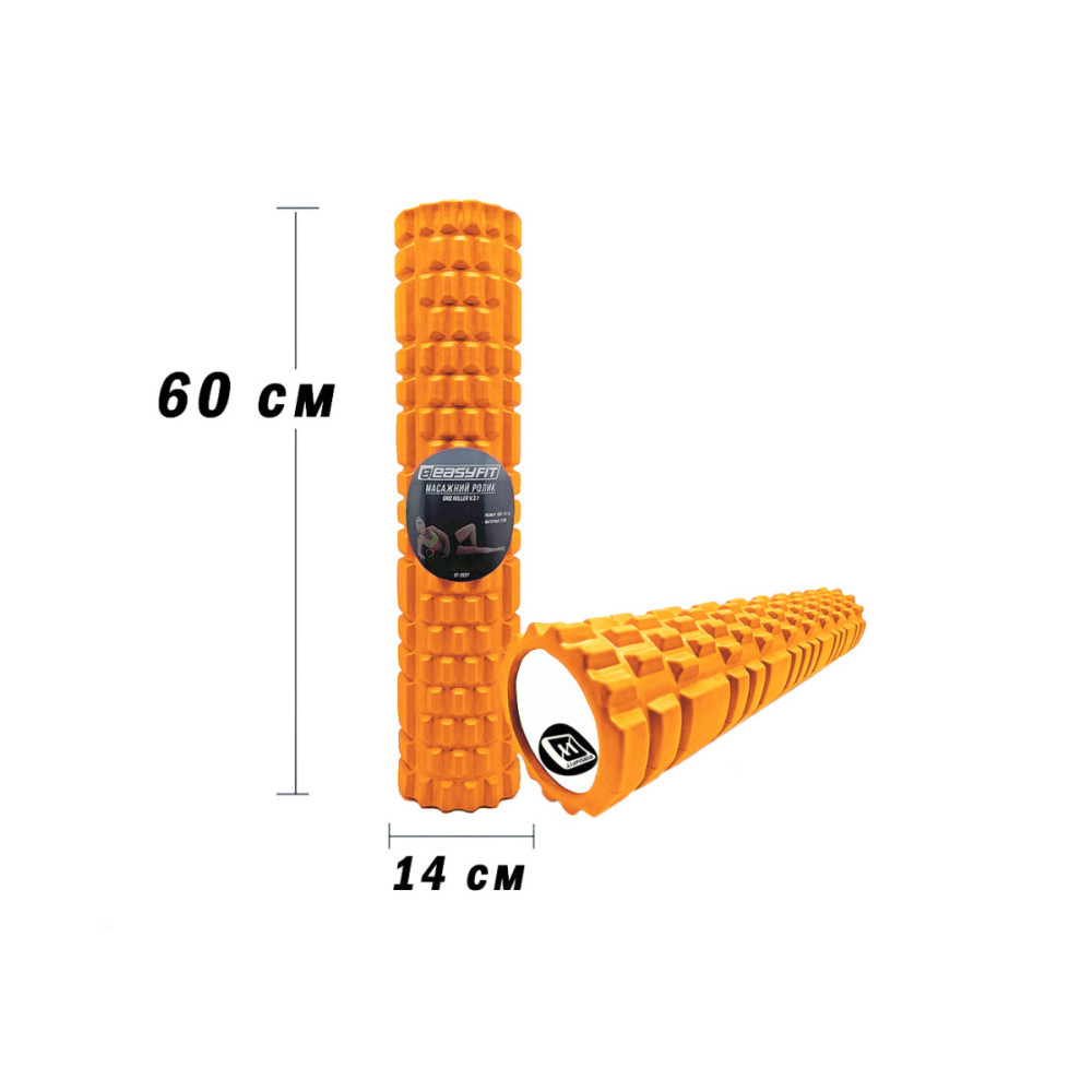 Масажний ролер EasyFit Grid Roller 60 см v.3.1 помаранчевий (EF-2037-OR)