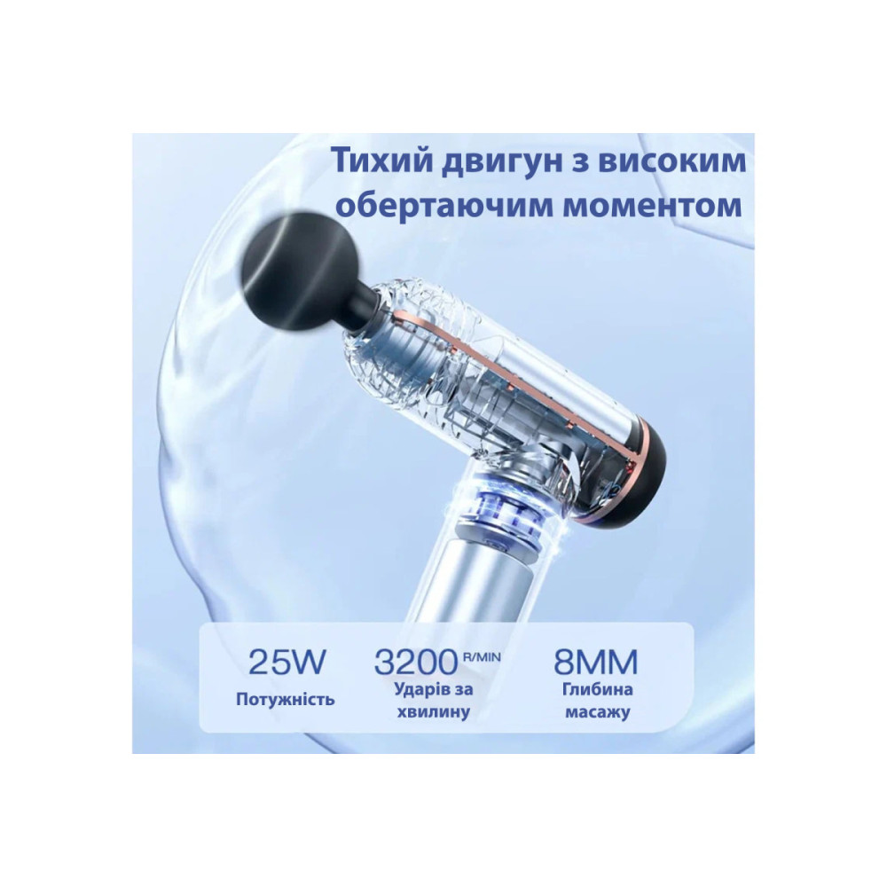 Масажний пістолет EasyFit Impact (портативний вібромасажер для тіла з 4 насадками) (EF-2071)