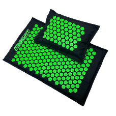 Массажный коврик EasyFit AcuRelax с иглами (аппликатор Кузнецова) черно-зеленый (EF-2710-BG)