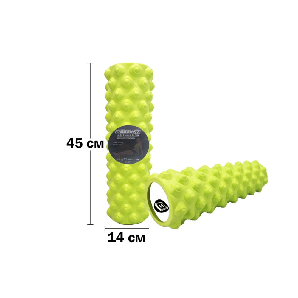 Масажний ролик EasyFit Grid Roller Extreme 45 см Салатовий (EF-2051-GN)