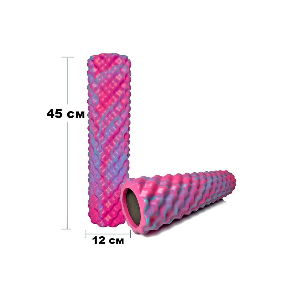 Масажний ролик EasyFit Bubbles 45 см Рожевий-блакитний (EF-3341-1-P)