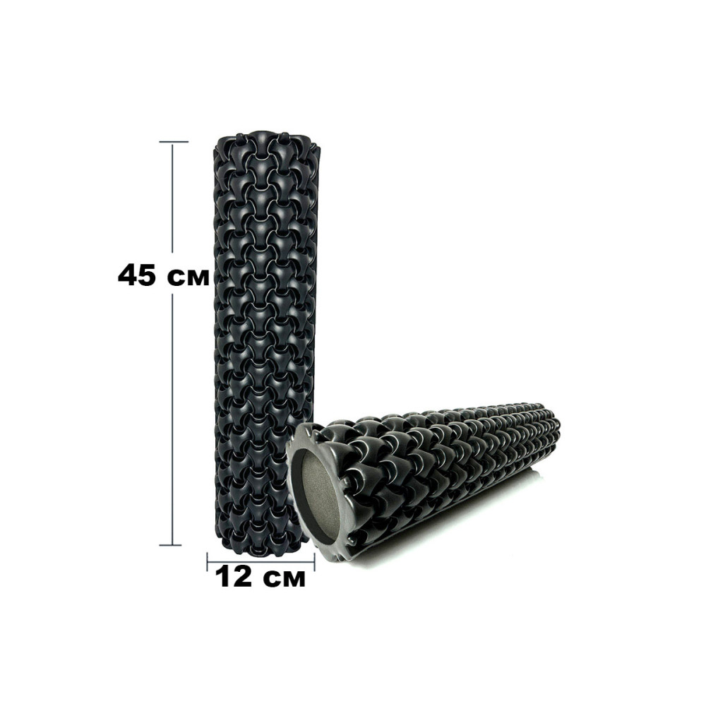 Масажний ролик EasyFit Plexus 45 см Чорний (EF-3341-3-Bk)