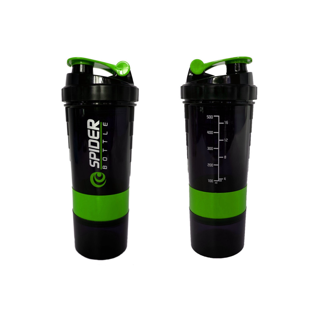 Шейкер спортивный EasyFit Spider 0,5 л Черно-зеленый (EF-7200-G)