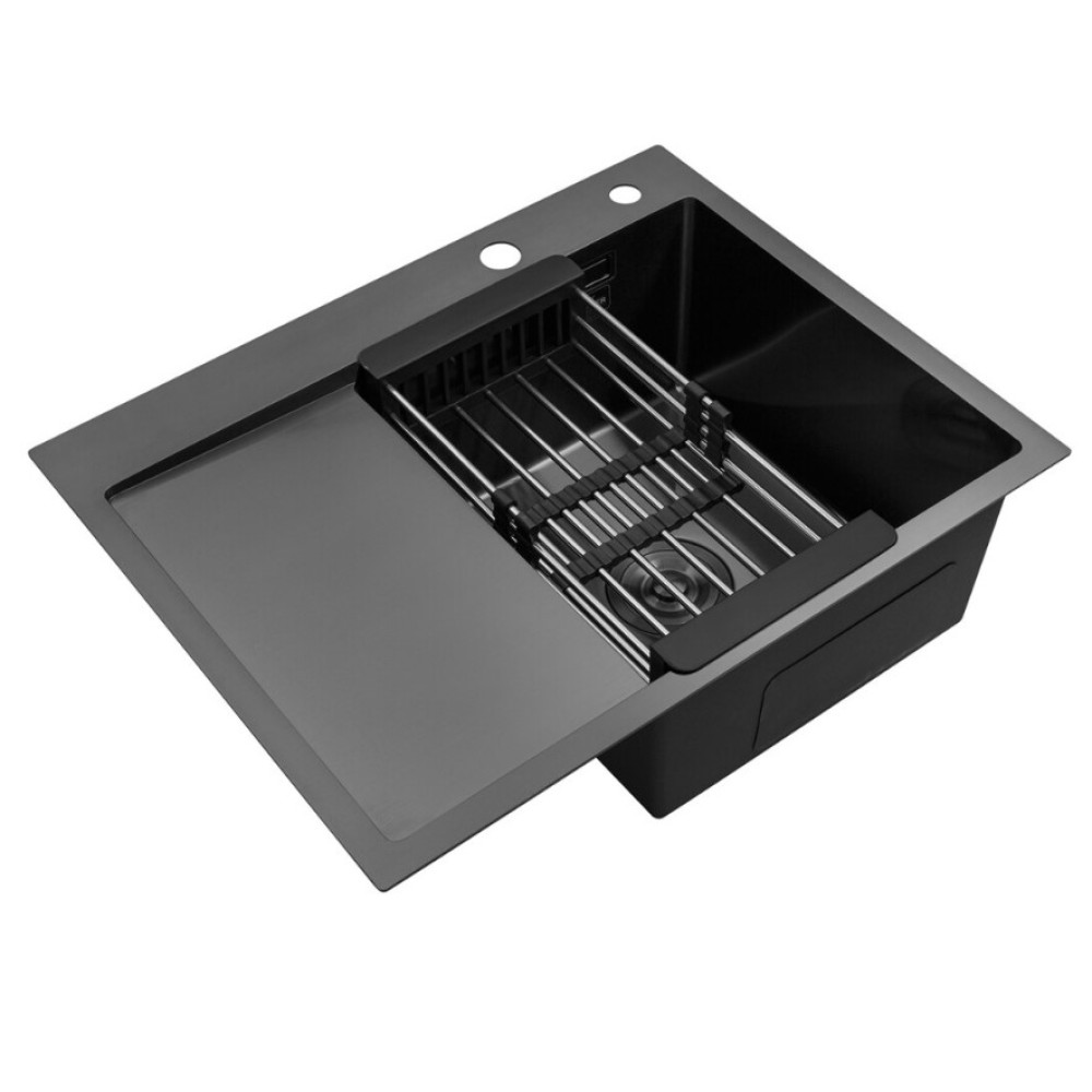 Кухонная мойка Kroner KRP Schwarze - 6350RHM PVD (3.0/1.0 мм) (CV031323)
