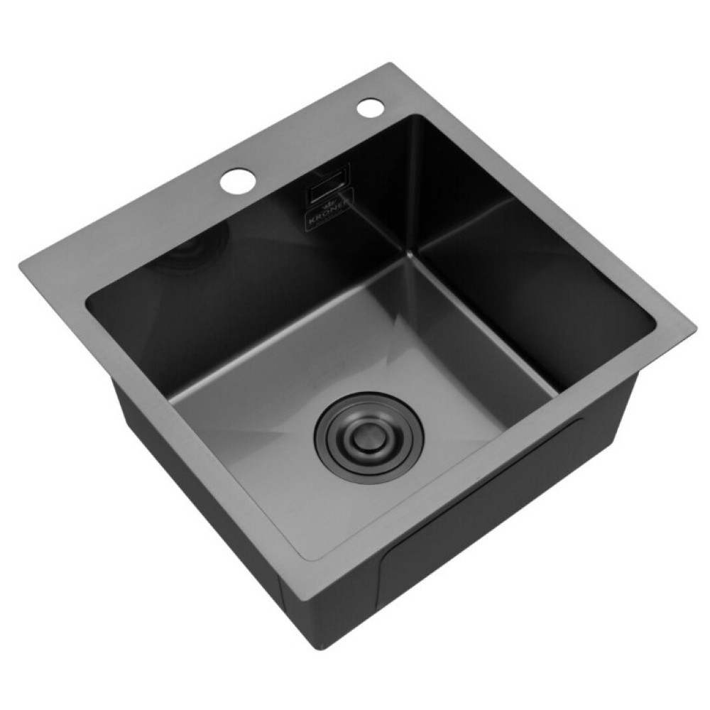 Кухонна мийка Kroner KRP Schwarze - 4545HM PVD (3.0/1.0 мм) (CV033856)
