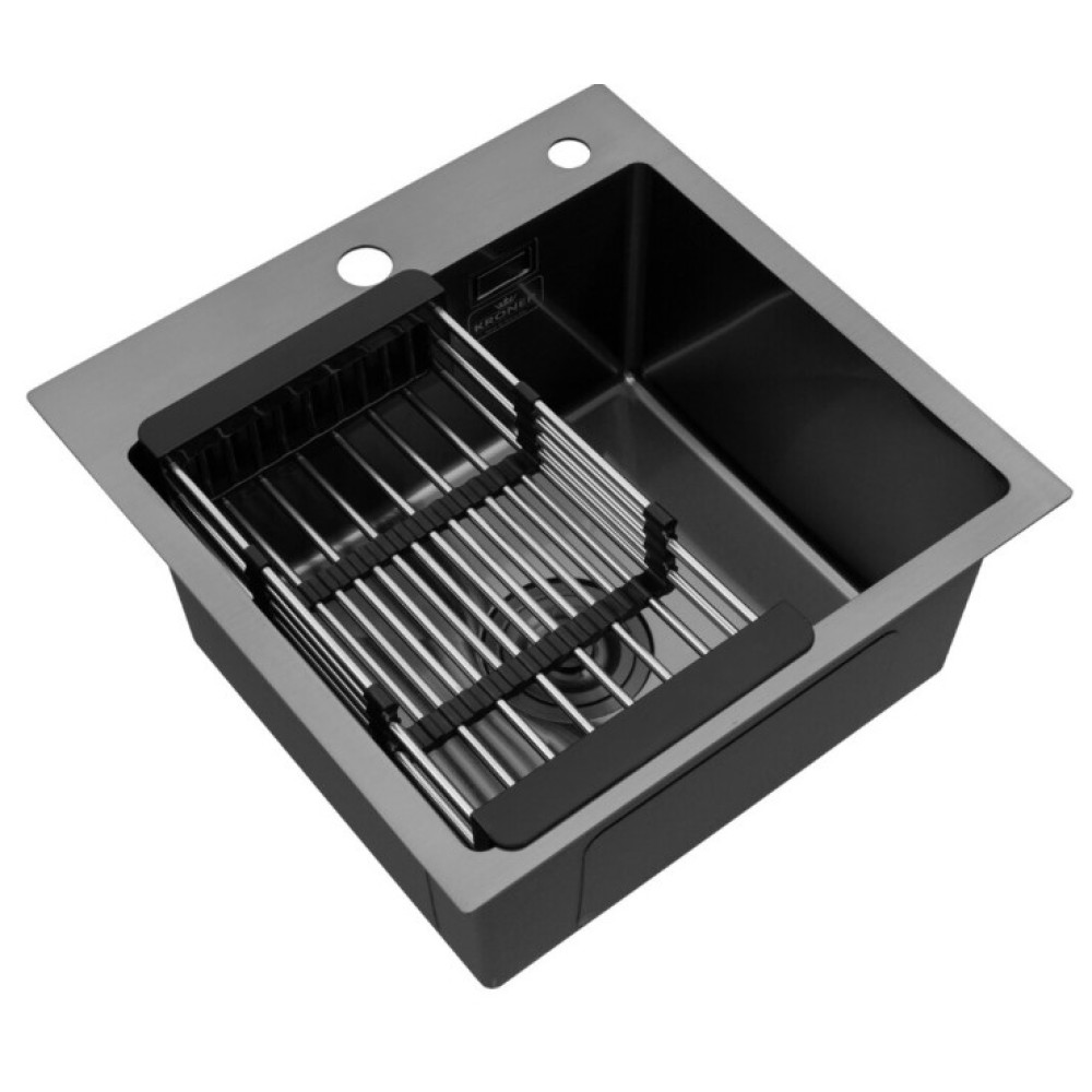 Кухонна мийка Kroner KRP Schwarze - 4545HM PVD (3.0/1.0 мм) (CV033856)