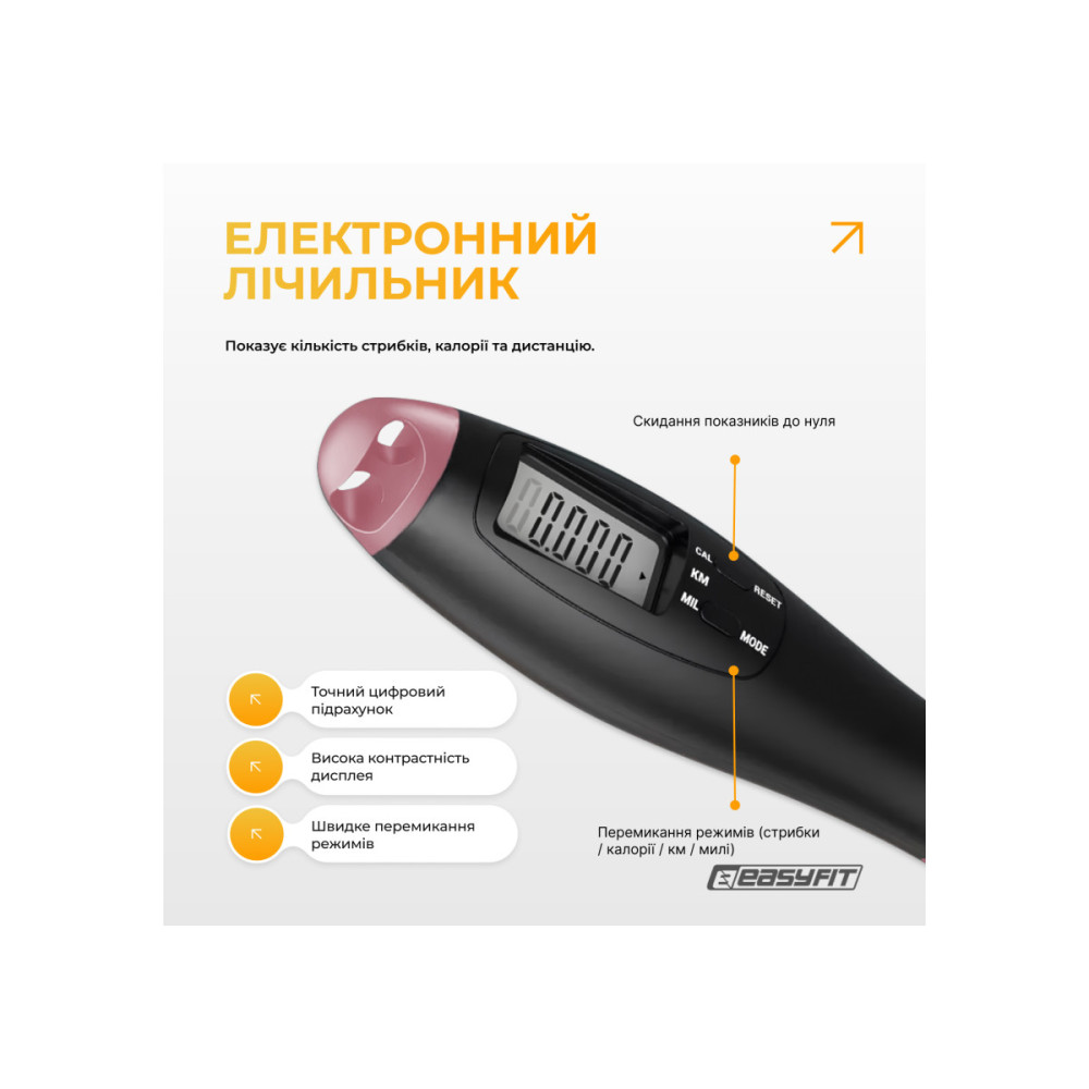 Скакалка для схуднення EasyFit TwinRope 2,8 м чорний-рожевий (EF-1909-BP)