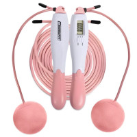 Скакалка без шнура EasyFit TwinRope со счетчиком 2,8 м белый-розовый (EF-1909-WP)
