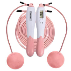 Скакалка без шнура EasyFit TwinRope со счетчиком 2,8 м белый-розовый (EF-1909-WP)