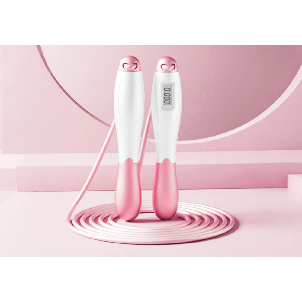 Швидкісна скакалка з лічильником EasyFit білий-рожевий (EF-1916-WP)