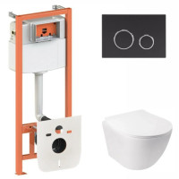 Набір Qtap Nest 4 в 1 підвісний унітаз Jay Ultra Quiet 485x360x320 + комплект інсталяції QT07335177W45136
