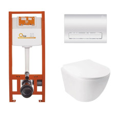 Набор Qtap Nest 4 в 1 подвесной унитаз Jay Ultra Quiet 485x360x320 + комплект установки QT07335177W45140