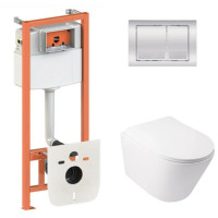 Набор Qtap Nest 4 в 1 подвесной унитаз Swan Ultra Quiet 485x360x320 + комплект установки QT16335179W45148