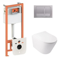 Набор Qtap Nest 4 в 1 подвесной унитаз Swan Ultra Quiet 485x360x320 + комплект установки QT16335179W45149