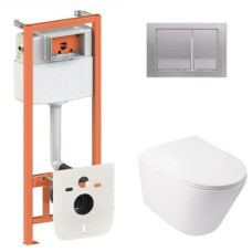 Набор Qtap Nest 4 в 1 подвесной унитаз Swan Ultra Quiet 485x360x320 + комплект установки QT16335179W45149