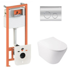 Набор Qtap Nest 4 в 1 подвесной унитаз Swan Ultra Quiet 485x360x320 + комплект установки QT16335179W45151