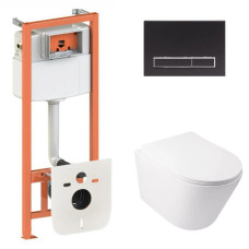 Набор Qtap Nest 4 в 1 подвесной унитаз Swan Ultra Quiet 485x360x320 + комплект установки QT16335179W45153