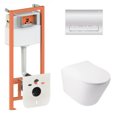Набор Qtap Nest 4 в 1 подвесной унитаз Swan Ultra Quiet 485x360x320 + комплект установки QT16335179W45154