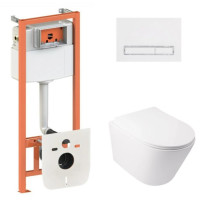 Набор Qtap Nest 4 в 1 подвесной унитаз Swan Ultra Quiet 485x360x320 + комплект установки QT16335179W45155