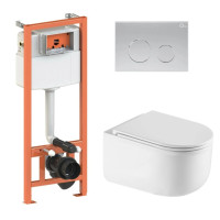Набор Qtap Nest 4 в 1 подвесной унитаз Taurus Ultra Quiet 490x360x380 + комплект установки QT2433084EUQW46148