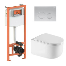 Набор Qtap Nest 4 в 1 подвесной унитаз Taurus Ultra Quiet 490x360x380 + комплект установки QT2433084EUQW46148