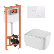 Набор Qtap Nest 4 в 1 подвесной унитаз Gemini Ultra Quiet 530х365х373 + комплект инсталляции QT2533076EUQW46156