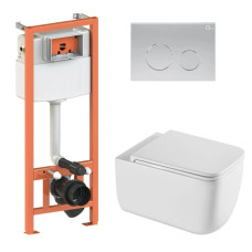 Набор Qtap Nest 4 в 1 подвесной унитаз Gemini Ultra Quiet 530х365х373 + комплект установки QT2533076EUQW46158