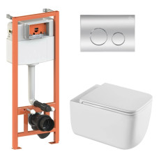 Набор Qtap Nest 4 в 1 подвесной унитаз Gemini Ultra Quiet 530х365х373 + комплект установки QT2533076EUQW46162