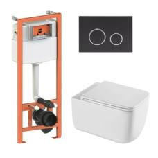 Набор Qtap Nest 4 в 1 подвесной унитаз Gemini Ultra Quiet 530х365х373 + комплект инсталляции QT2533076EUQW46164