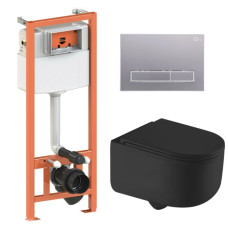 Набор Qtap Nest 4 в 1 подвесной унитаз Taurus Ultra Quiet 490x360x380 + комплект установки QT2433084EUQMB46179