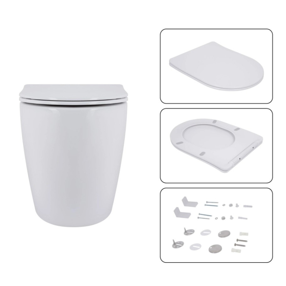 Набор Qtap Nest 4 в 1 подвесной унитаз Robin 520x365x365 + комплект инсталляции QT13332381AW47498