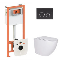 Набор Qtap Nest 4 в 1 подвесной унитаз Robin Ultra Quiet 520x365x365 + комплект инсталляции QT13332381AW47500