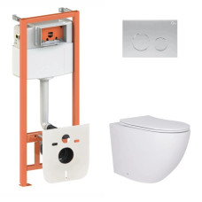 Набор Qtap Nest 4 в 1 подвесной унитаз Robin Ultra Quiet 520x365x365 + комплект инсталляции QT13332381AW47502