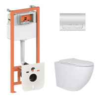 Набір Qtap Nest 4 в 1 підвісний унітаз Robin Ultra Quiet 520x365x365 + комплект інсталяції QT13332381AW47504