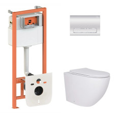 Набор Qtap Nest 4 в 1 подвесной унитаз Robin Ultra Quiet 520x365x365 + комплект инсталляции QT13332381AW47504