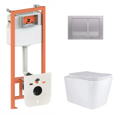 Набор Qtap Nest 4 в 1 подвесной унитаз Tern Ultra Quiet 525x345x360 + комплект установки QT17332303AW47507