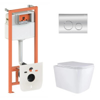 Набор Qtap Nest 4 в 1 подвесной унитаз Tern Ultra Quiet 525x345x360 + комплект установки QT17332303AW47508