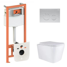 Набор Qtap Nest 4 в 1 подвесной унитаз Tern Ultra Quiet 525x345x360 + комплект установки QT17332303AW47509