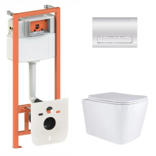 Набор Qtap Nest 4 в 1 подвесной унитаз Tern Ultra Quiet 525x345x360 + комплект установки QT17332303AW47510