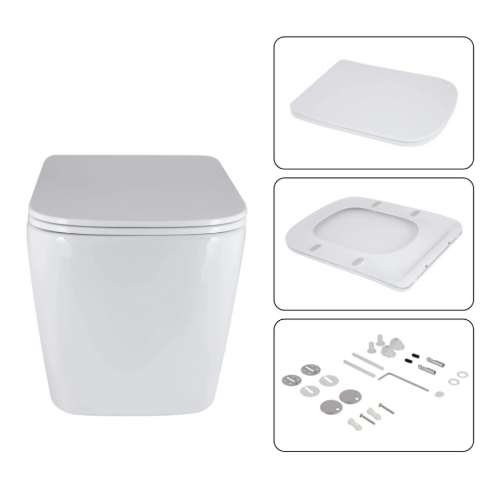 Набор Qtap Nest 4 в 1 подвесной унитаз Tern Ultra Quiet 525x345x360 + комплект установки QT17332303AW47510