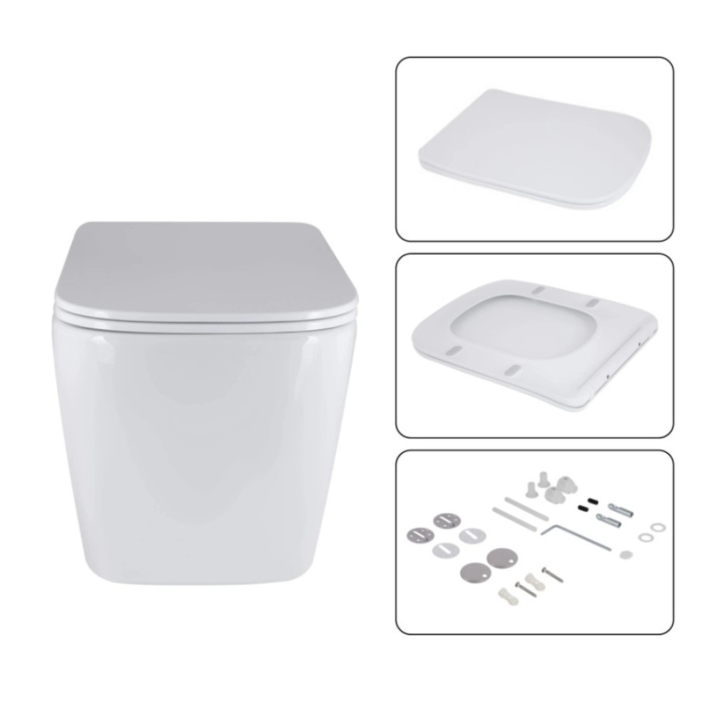 Набор Qtap Nest 4 в 1 подвесной унитаз Tern Ultra Quiet 525x345x360 + комплект установки QT17332303AW47511