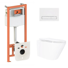 Набор Qtap Nest 4 в 1 подвесной унитаз Swan Ultra Quiet 520x360x320 + комплект установки QT16335180W48182