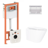 Набор Qtap Nest 4 в 1 подвесной унитаз Swan Ultra Quiet 520x360x320 + комплект установки QT16335180W48188