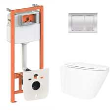 Набор Qtap Nest 4 в 1 подвесной унитаз Swan Ultra Quiet 520x360x320 + комплект установки QT16335180W48188