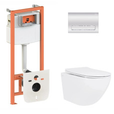 Набор Qtap Nest 4 в 1 подвесной унитаз Jay Ultra Quiet 520x360x320 + комплект установки QT07335175W48198