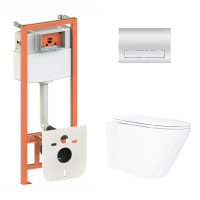 Набор Qtap Nest 4 в 1 подвесной унитаз Swan Ultra Quiet 520x360x320 + комплект установки QT16335180W48200