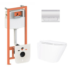 Набор Qtap Nest 4 в 1 подвесной унитаз Swan Ultra Quiet 520x360x320 + комплект установки QT16335180W48200