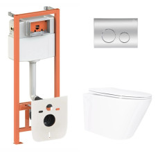 Набор Qtap Nest 4 в 1 подвесной унитаз Swan Ultra Quiet 520x360x320 + комплект установки QT16335180W48203