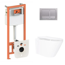 Набор Qtap Nest 4 в 1 подвесной унитаз Swan Ultra Quiet 520x360x320 + комплект установки QT16335180W48206