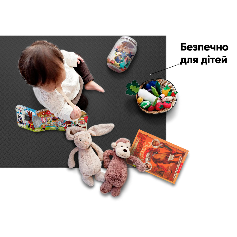 Татамі мат EasyFit 8 шт (30х30 см) ластівчин хвіст чорний (EF-1950-30-BK)